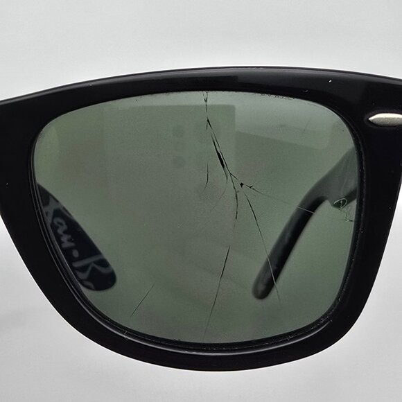 Ray-Ban RB2140 1112/58 Wayfarer Black on Blue Text Polarized G-15 Sunglasses - Picture 14 of 16